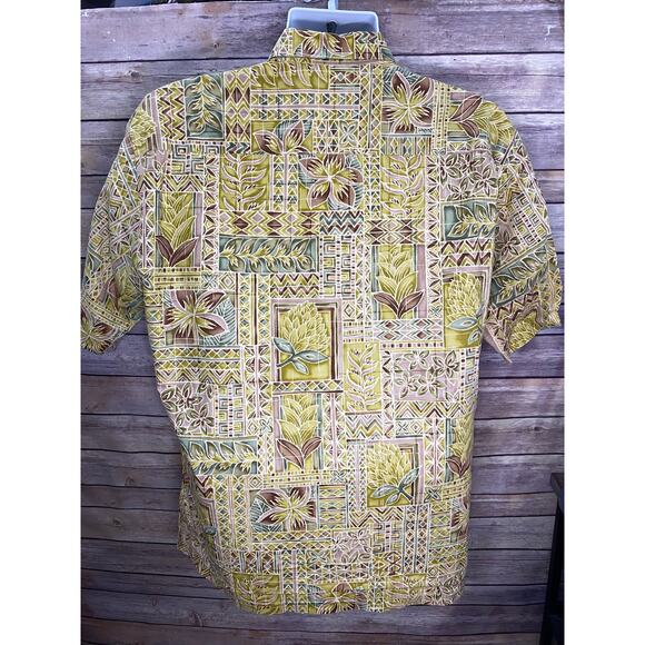 Tori Richard Honolulu Shirt Size M Yellow Abstract Print 100% Cotton USA Made - Picture 2 of 9